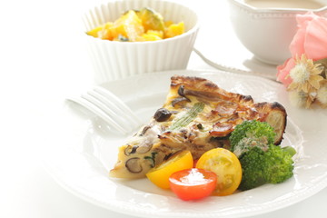 French food, Shimeji mushroom and spinach quiche