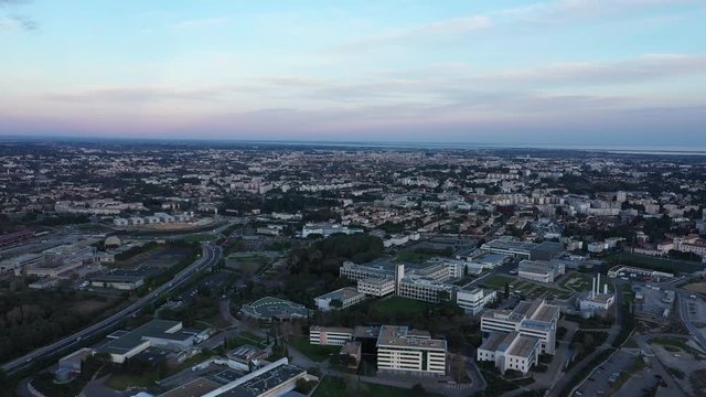 aerial shot Montpellier from la Mosson neighborhood sunset 