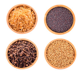 Condiment set on a white background