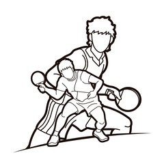 Ping Pong, Table Tennis players action cartoon sport graphic vector.