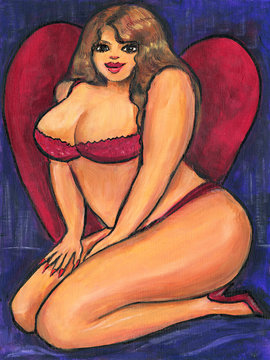 Big Beautiful Woman in Red Lingerie