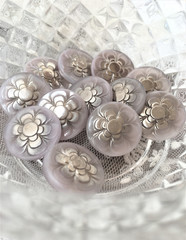 czech glass flower buttons in lavender color