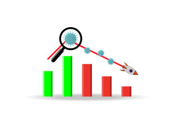 Covid-19 or Corona virus global market impacts. Business concept economy graph chart down because of covid-19, corona virus.