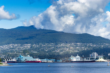 Clouds and blue sky over North Vancouver, Vancouver, BC, Canada