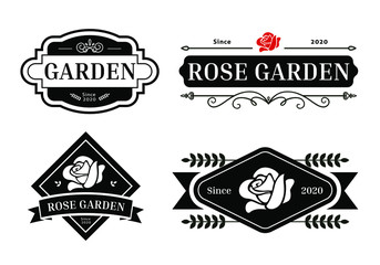 Vintage Garden Set Logo Badges Elegant Design