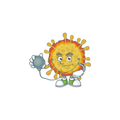 A cartoon character of outbreaks coronavirus Doctor using tools