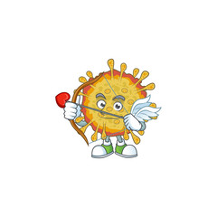 Sweet cartoon character of outbreaks coronavirus Cupid with arrow and wings
