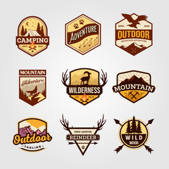 Set of vector outdoor adventure vintage logo emblem illustration designs