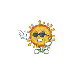 Cute outbreaks coronavirus cartoon character design style with black glasses
