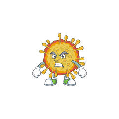 Charming outbreaks coronavirus mascot design style waving hand