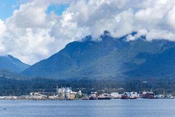 Fototapeta premium Thick clouds over the coastal mountains, Vancouver, BC, Canada