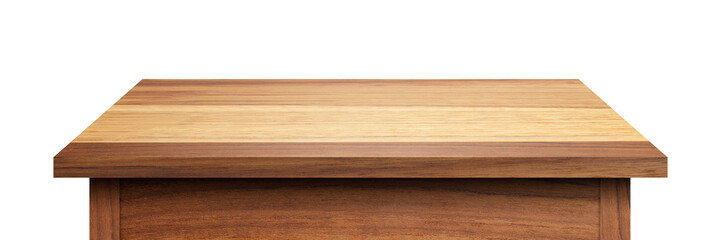 empty table made from old pine wood isolated on white background for display or product