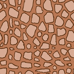 Stones handdrawn seamless brown pattern. Vector illustration.