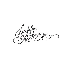 Happy Easter lettering card. Hand drawn lettering poster for Easter. Modern calligraphy. Happy Easter typography background. Continuous line drawing, hand lettering, print for clothes, isolated vector