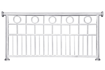 Stainless steel railing isolated on white.