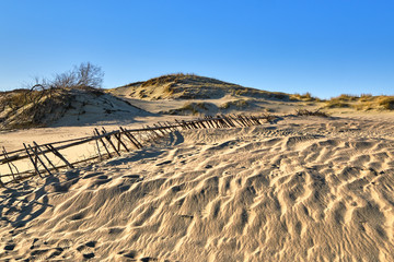 View of nordic sand dunes and Baltic sea at Curonian spit, Nida, Klaipeda, Lithuania