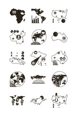 bundle of covid 19 designs, line style icon vector illustration design