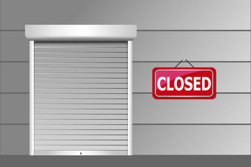 Closed shutter Hanging signage design for closed information.
