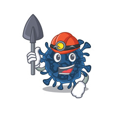 Cool miner worker of decacovirus cartoon character design