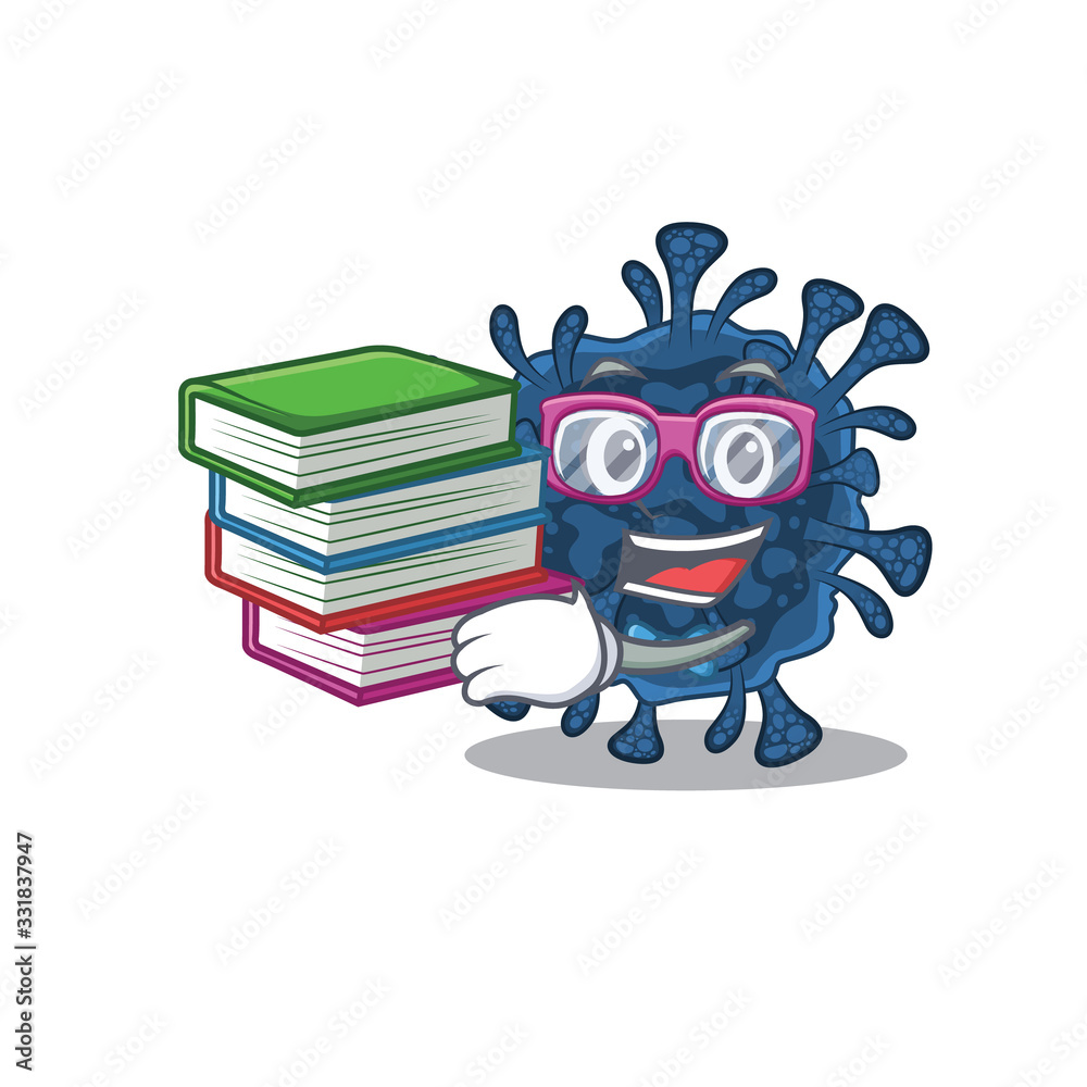 Canvas Prints a diligent student in decacovirus mascot design with book