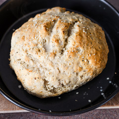 healthy homemade food,  preparing herbs and sesame bread