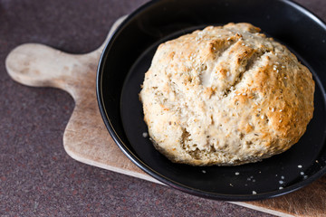 healthy homemade food,  preparing herbs and sesame bread