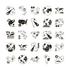 bundle of covid 19 designs, line style icon vector illustration design