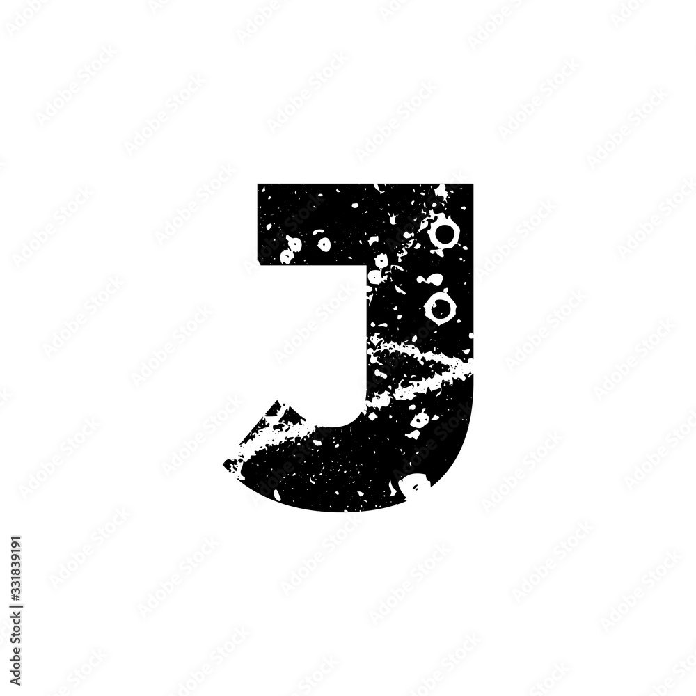 Fototapete painted letter j. grunge alphabet font. abstract handmade sans serif typeface. distress textured abc