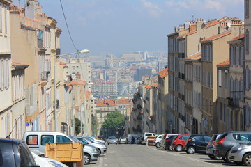 European street with parked cars