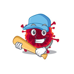 Mascot design style of pedacovirus with baseball stick
