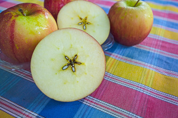 Texture details of yummy aril apple section after cut
