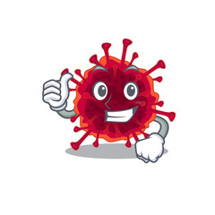 Cool pedacovirus cartoon design style making Thumbs up gesture