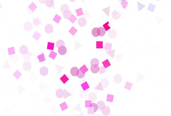 Light Purple, Pink vector backdrop with lines, circles, rhombus.