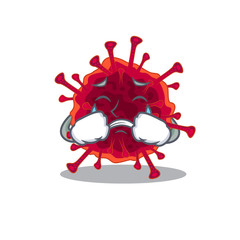 A Crying pedacovirus cartoon mascot design style
