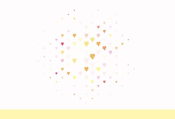 Light Red, Yellow vector background with Shining hearts.