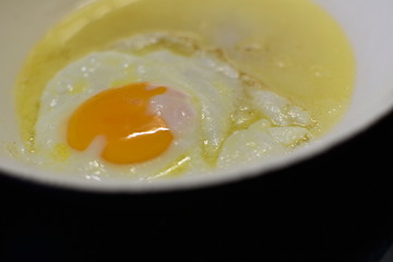Frying egg in a saucepan 