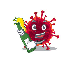 pedacovirus with bottle of beer mascot cartoon style