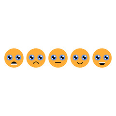 Icons, emoticons for rating or review. Feedback rate of satisfaction. Level