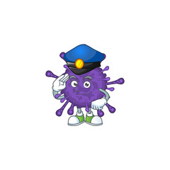 A cartoon of coronavirinae dressed as a Police officer