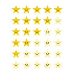 Stars for rating or review. Feedback rate of satisfaction. Level