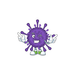 Funny coronavirinae cartoon design style with wink eye face