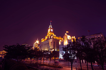 Fototapeta na wymiar The Bund Architectural Landscape in the Night, Shanghai, China