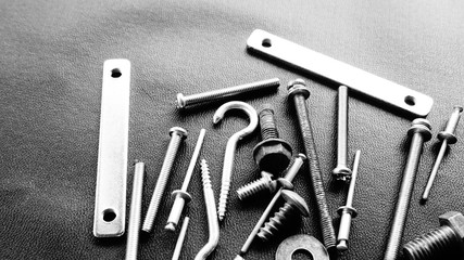 set of construction tools on wooden background