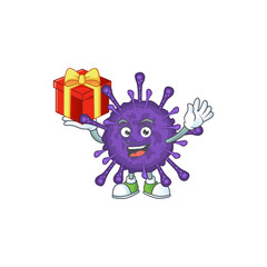 A mascot design style of coronavirinae showing crazy face