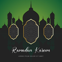 Ramadan Kareem Greeting Vector with the Mosque Shadow