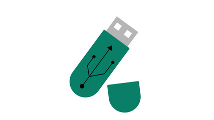  tech icon blue usb flash drive. On the flash drive connection sign