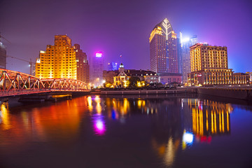 Fototapeta na wymiar The nightscape on the Bund of Shanghai, China