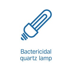 Bactericidal quartz lamp. Destruction of the virus, bacteria. Vector linear icon isolated on white background.