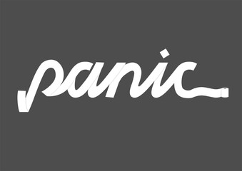 Word Panic made from an unwound roll of toilet paper. Vector illustration