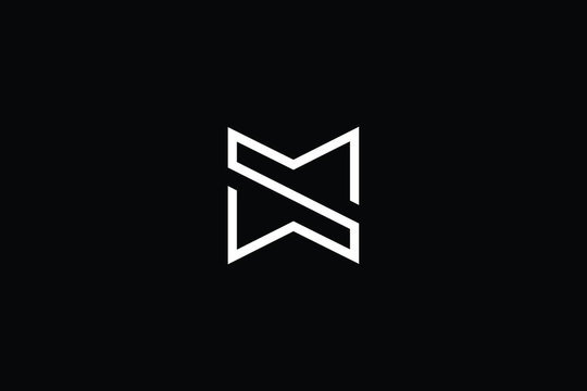 Minimal elegant monogram art logo. Outstanding professional trendy awesome artistic SM MS SW WS initial based Alphabet icon logo. Premium Business logo White color on black background